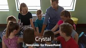  Presentation with diverse kids - Slide deck consisting of high-angle-view background and a wine colored foreground