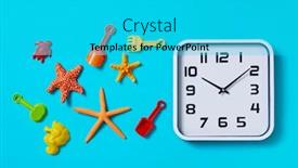  Presentation with sand clock - Slide deck having high-angle-view background and a cyan colored foreground