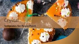  Presentation with chick - Slide set featuring high-angle-view background and a gold colored foreground