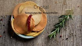 Presentation with green plate - Presentation theme featuring high-angle-view background and a coral colored foreground