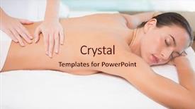  Presentation with spa - Cool new presentation with high angle view of an attractive young woman receiving back massage at spa center backdrop and a lemonade colored foreground