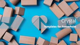 Presentation with wooden building blocks - Slide set enhanced with high-angle-view background and a  colored foreground