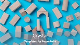  Presentation with wooden building blocks - Slide deck enhanced with high-angle-view background and a  colored foreground