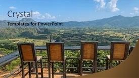  Presentation with nature village - PPT theme enhanced with high-bar-stools-on-balcony background and a light blue colored foreground