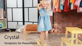  Presentation with room - Audience pleasing slide deck consisting of high big - cute little girl in dressing backdrop and a coral colored foreground