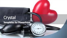  Presentation with high blood - Slide deck enhanced with high blood pressure - black tonometer and heart isolated background and a dark gray colored foreground