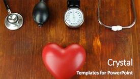  Presentation with high blood - Beautiful theme featuring high blood pressure - tonometer stethoscope and heart backdrop and a tawny brown colored foreground