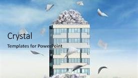  Presentation with building - Colorful presentation enhanced with high-building-in-papers backdrop and a light blue colored foreground