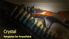  Presentation with hunting - Presentation design featuring high caliber - vintage hunting rifle background and a wine colored foreground