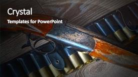  Presentation with hunting - Presentation design having high caliber - vintage hunting rifle background and a wine colored foreground