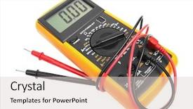  Presentation with multimeter - Presentation design enhanced with digital multimeter isolated on white background and a lemonade colored foreground