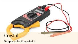  Presentation with digital multimeter - PPT theme featuring watt meter - digital multimeter isolated on white background and a blonde colored foreground