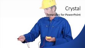  Presentation with electrician - Slides enhanced with watt meter - electrician taking reading background and a  colored foreground