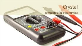  Presentation with digital multimeter - PPT theme consisting of old digital multimeter isolated on white background background and a cream colored foreground