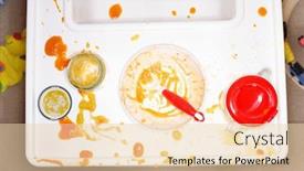  Presentation with baby food jar - Colorful presentation design enhanced with high-chair-with-bowl-spoon backdrop and a lemonade colored foreground