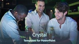  Presentation with beer bar pub tap counter - Colorful slide set enhanced with high class - group of men partying backdrop and a  colored foreground