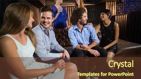  Presentation with bar - Theme with high class - smiling friends interacting with each background and a tawny brown colored foreground