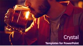  Presentation with young man on the phone - Cool new theme with high class restaurant - young man having mug backdrop and a wine colored foreground