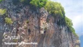  Presentation with lagoon - Slide deck having high cliff lagoon mountains background and a gray colored foreground