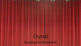  Presentation with empty stage blue curtain - Audience pleasing presentation consisting of high contrast music - stage curtain with stage lights backdrop and a red colored foreground