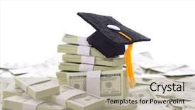  Presentation with education money - Presentation featuring high cost of education background and a mint green colored foreground