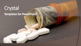  Presentation with cost - Presentation enhanced with high cost of prescription medicine background and a gray colored foreground