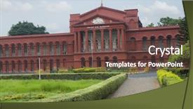  Presentation with india government - Beautiful theme featuring high court bangalore karnataka india backdrop and a tawny brown colored foreground