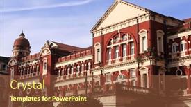  Presentation with colonial - Presentation design with high-court-building-yangon-myanmar background and a tawny brown colored foreground