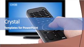 Presentation with definition - PPT theme with high definition - hand using tv remote control background and a teal colored foreground