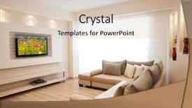  Presentation with plasma - Slide deck consisting of high definition - modern room with plasma tv background and a soft green colored foreground