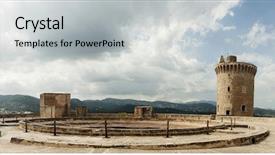  Presentation with definition - Slide deck featuring high definition - panoramic view of bellver castle background and a light gray colored foreground