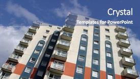  Presentation with housing - Cool new presentation theme with blue window whitewashed house - high density housing block backdrop and a ocean colored foreground