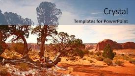  Presentation with dynamic - Theme with high dynamic landscape image of monument valley background and a seafoam green colored foreground