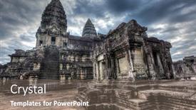  Presentation with dynamic - Cool new theme with high dynamic range hdr image of angkor wat - famous cambodian landmark siem reap cambodia backdrop and a gray colored foreground