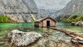  Presentation with lake dock - PPT theme having high dynamic range hdr image of boat dock hangar on obersee mountain lake in alps bavaria germany background and a light gray colored foreground