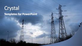  Presentation with electric - Amazing PPT theme having high electric pillars against dramatic backdrop and a  colored foreground