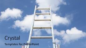  Presentation with end - Amazing PPT layouts having high end - ladder to the sky backdrop and a light blue colored foreground