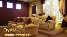  Presentation with luxury service boats - Cool new slide set with high end - luxury home theater backdrop and a tawny brown colored foreground