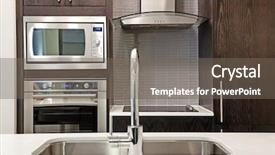  Presentation with stainless steel - Audience pleasing presentation consisting of high end - modern luxury kitchen interior backdrop and a gray colored foreground