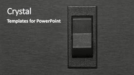  Presentation with end - Colorful presentation design enhanced with high end - switch button on chromed background backdrop and a dark gray colored foreground