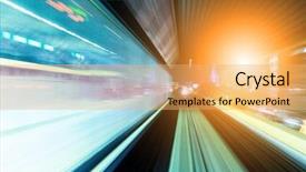  Presentation with tracks - Audience pleasing theme consisting of high end - tunnel with blurred light tracks backdrop and a yellow colored foreground