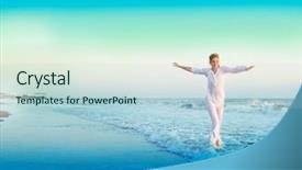  Presentation with young athletes box jumping - Slide set featuring high energy - happy young woman is jumping background and a  colored foreground