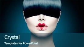  Presentation with girl model - Cool new PPT theme with high fashion model girl portrait backdrop and a ocean colored foreground