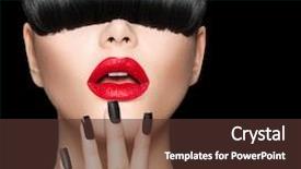  Presentation with girl model - PPT theme having high fashion model girl portrait background and a tawny brown colored foreground