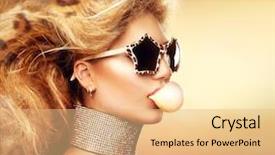  Presentation with girl model - Slide set having high fashion model girl portrait background and a coral colored foreground