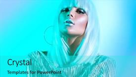  Presentation with girl model - PPT theme enhanced with high fashion model girl background and a cyan colored foreground