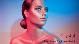  Presentation with girl model - Presentation design featuring high-fashion-model-girl background and a coral colored foreground