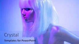  Presentation with studio lights - Slides with high-fashion-model-girl background and a light blue colored foreground