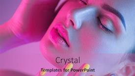  Presentation with studio lights - Beautiful slide deck featuring high-fashion-model-girl backdrop and a coral colored foreground