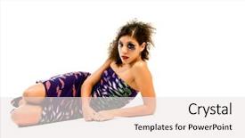  Presentation with purple butterfly - Presentation theme featuring high fashion model in runway background and a sky blue colored foreground